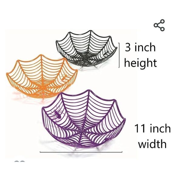 NEW IN PACKAGE NELIBLU SET OF 3 PLASTIC HALLOWEEN SPIDERWEB BOWLS - Picture 2 of 6